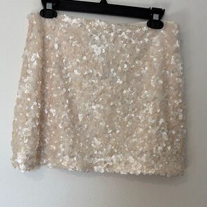 Zara Cream Sequin Mini Skirt